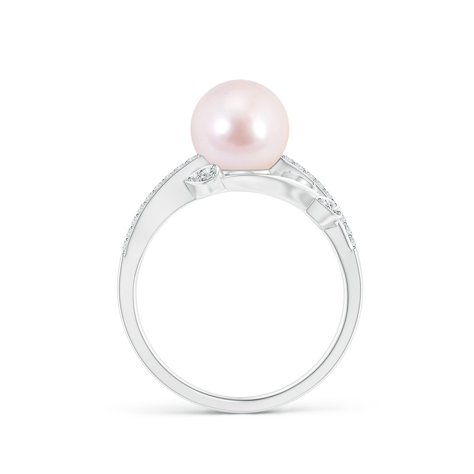 8mm AAAA Japanese Akoya Pearl Olive Leaf Vine Ring in P950 Platinum side 1