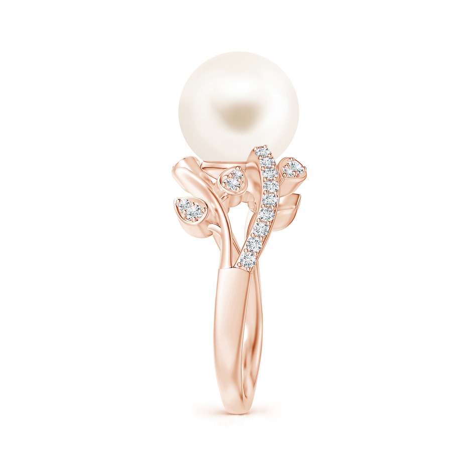 10mm AAA Freshwater Pearl Olive Leaf Vine Ring in Rose Gold side 2