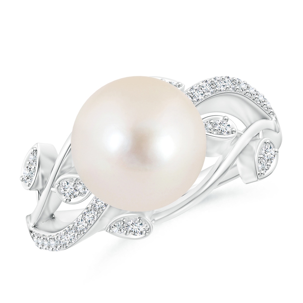 10mm AAAA Freshwater Pearl Olive Leaf Vine Ring in P950 Platinum