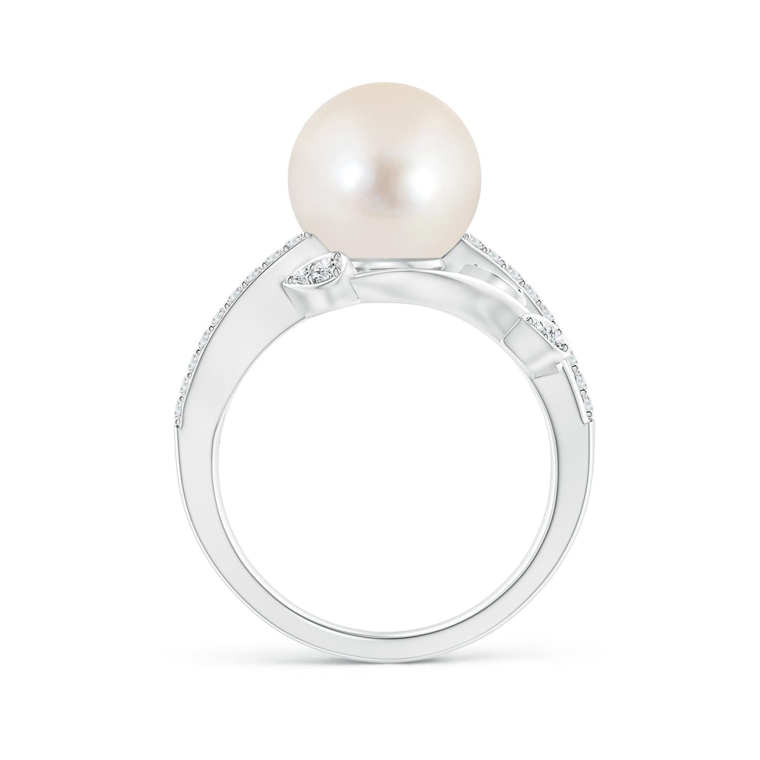 10mm AAAA Freshwater Pearl Olive Leaf Vine Ring in P950 Platinum