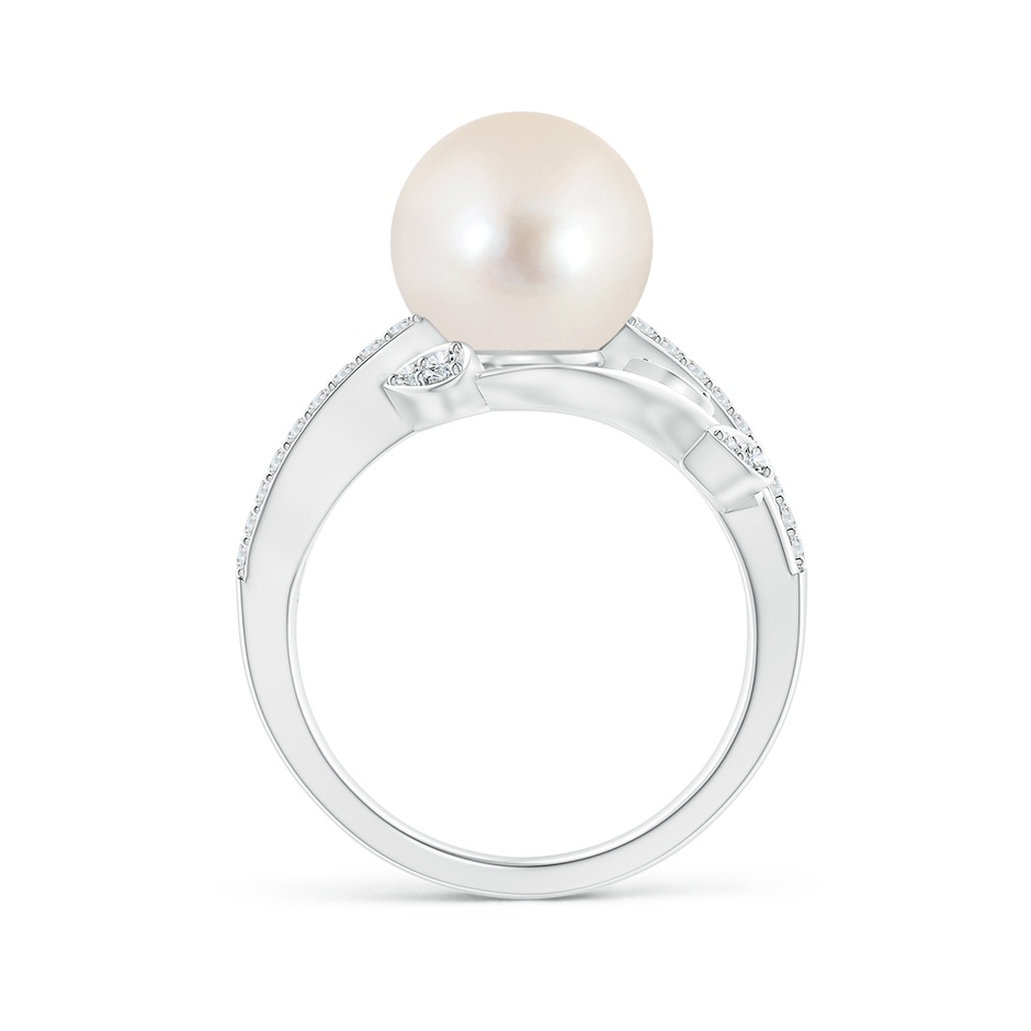 10mm AAAA Freshwater Pearl Olive Leaf Vine Ring in P950 Platinum side 1