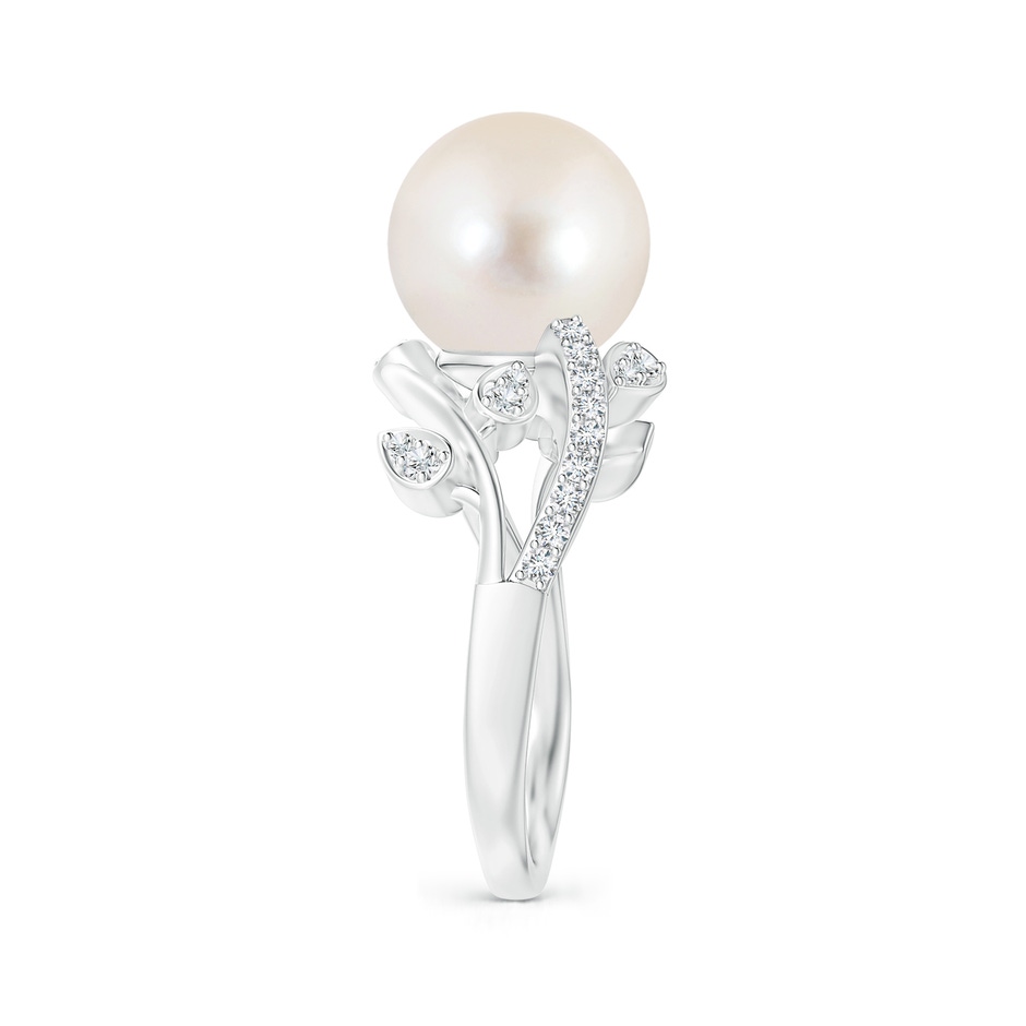 10mm AAAA Freshwater Pearl Olive Leaf Vine Ring in P950 Platinum side 2