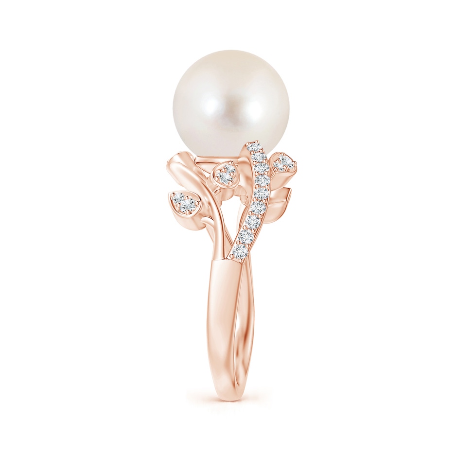 10mm AAAA Freshwater Pearl Olive Leaf Vine Ring in Rose Gold side 2