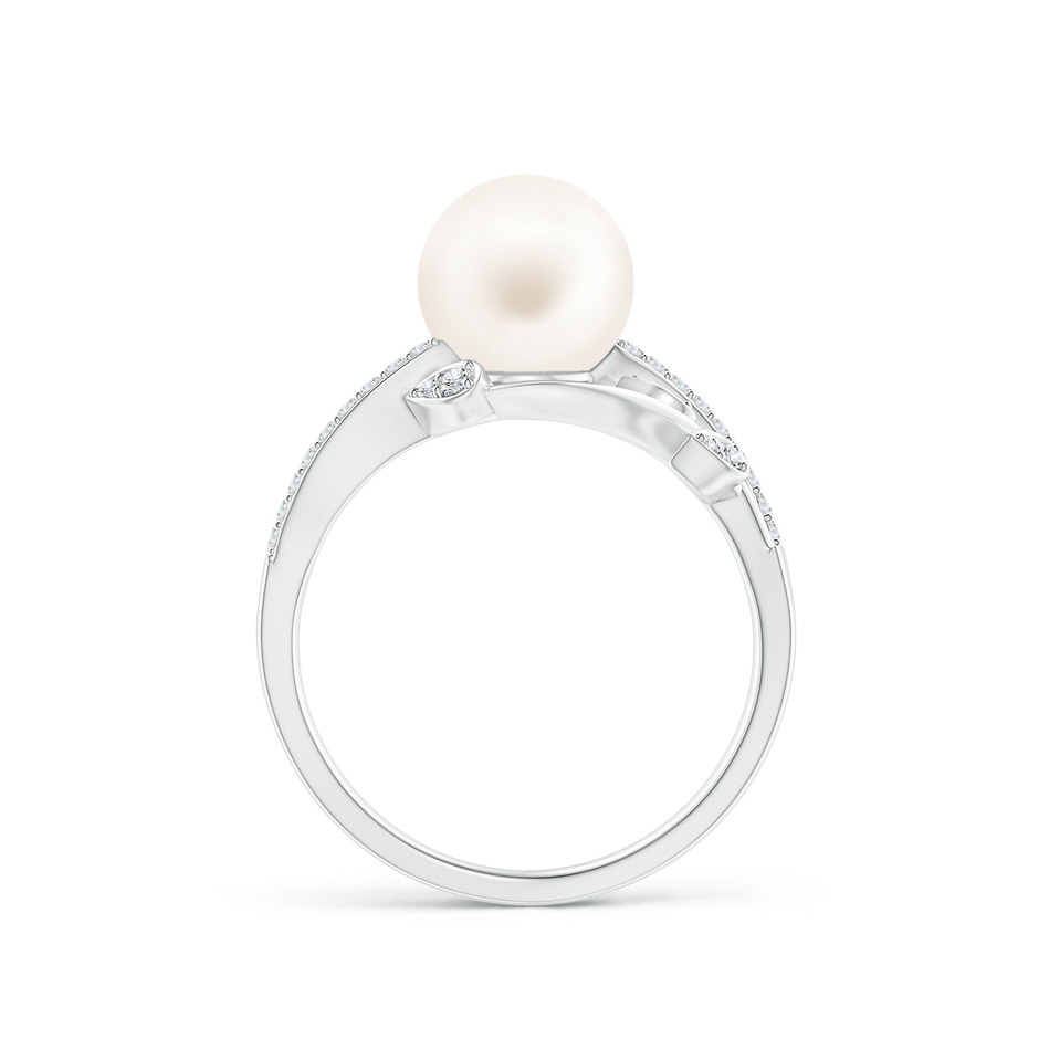 8mm AA Freshwater Pearl Olive Leaf Vine Ring in P950 Platinum side 1