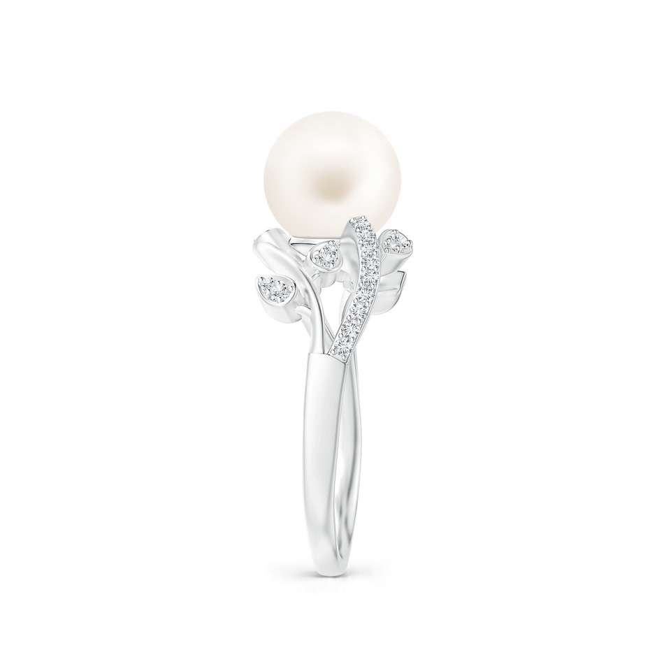 8mm AA Freshwater Pearl Olive Leaf Vine Ring in P950 Platinum side 2