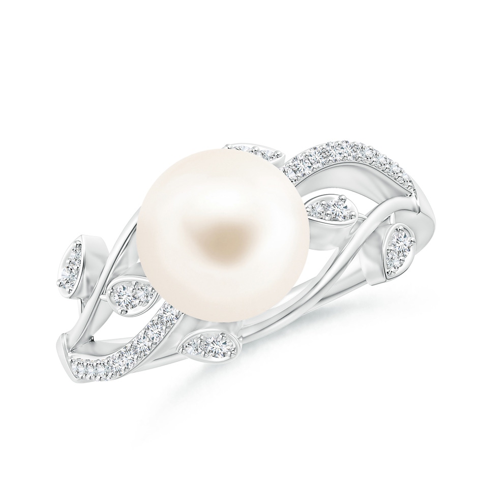 8mm AAA Freshwater Pearl Olive Leaf Vine Ring in P950 Platinum 