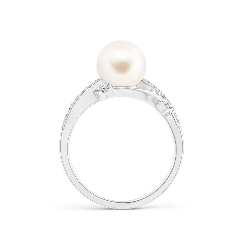 8mm AAA Freshwater Pearl Olive Leaf Vine Ring in P950 Platinum side 1