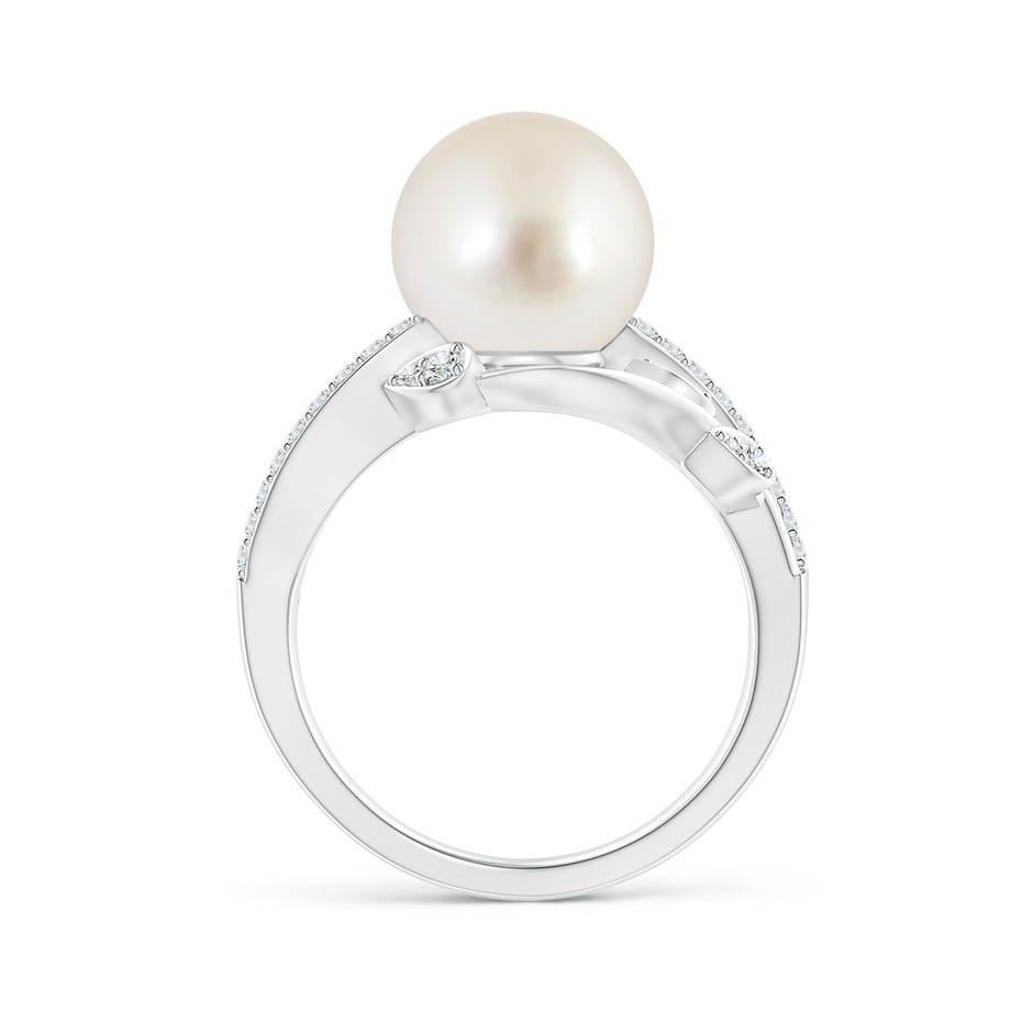 10mm AAAA South Sea Pearl Olive Leaf Vine Ring in P950 Platinum side 1