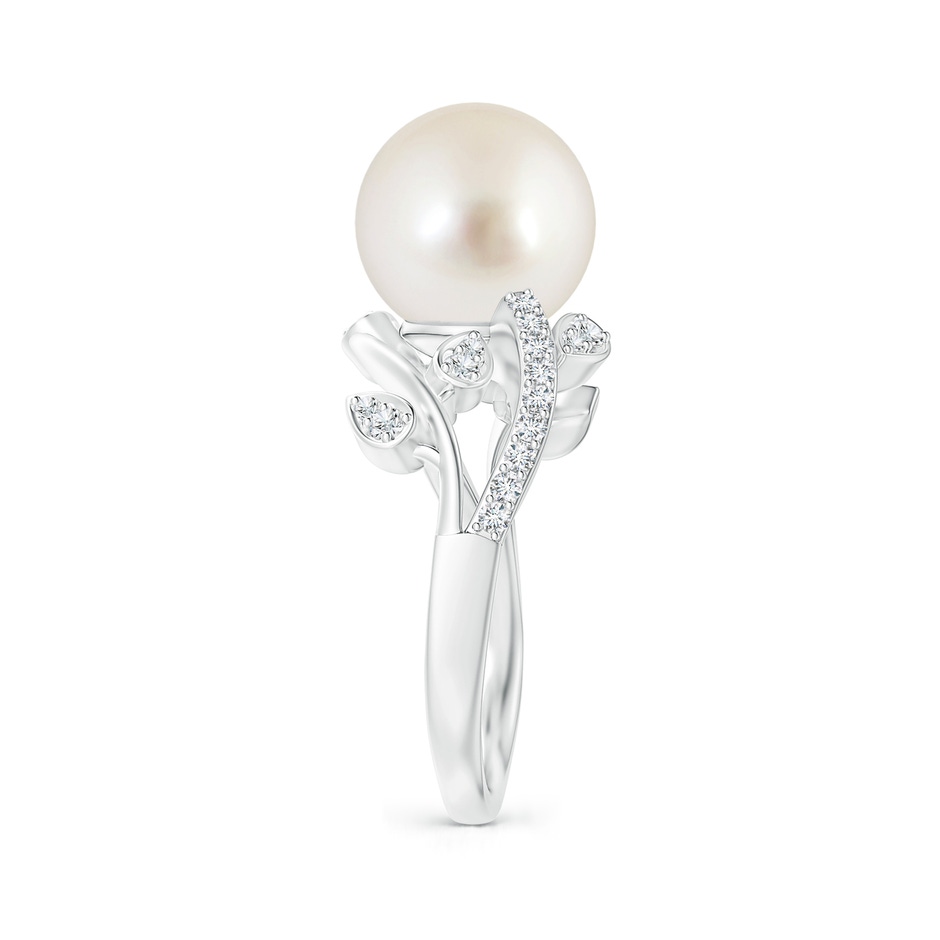 10mm AAAA South Sea Pearl Olive Leaf Vine Ring in P950 Platinum side 2