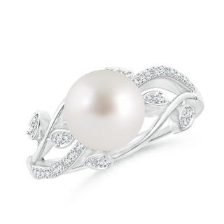 8mm AAA South Sea Pearl Olive Leaf Vine Ring in P950 Platinum