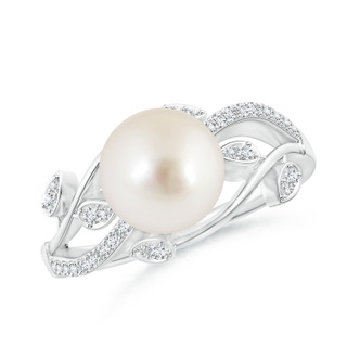 8mm AAAA South Sea Pearl Olive Leaf Vine Ring in P950 Platinum