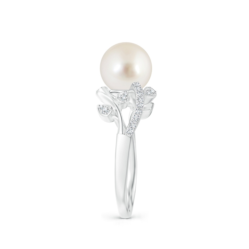 8mm AAAA South Sea Pearl Olive Leaf Vine Ring in P950 Platinum Side 2