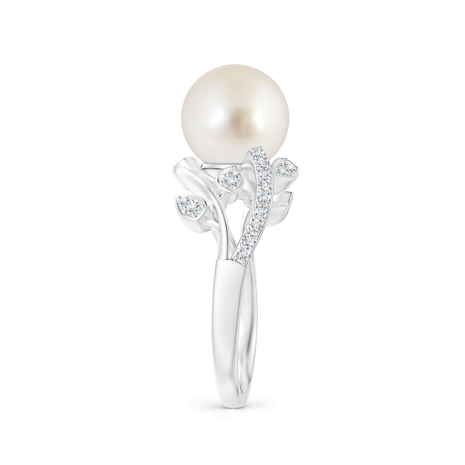 9mm AAAA South Sea Pearl Olive Leaf Vine Ring in P950 Platinum side 2