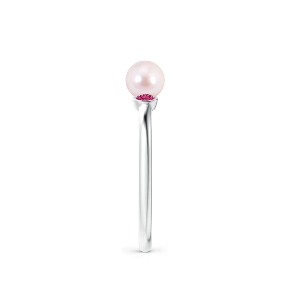 5mm AAAA Two Stone Japanese Akoya Pearl and Pink Sapphire Ring in P950 Platinum side 2