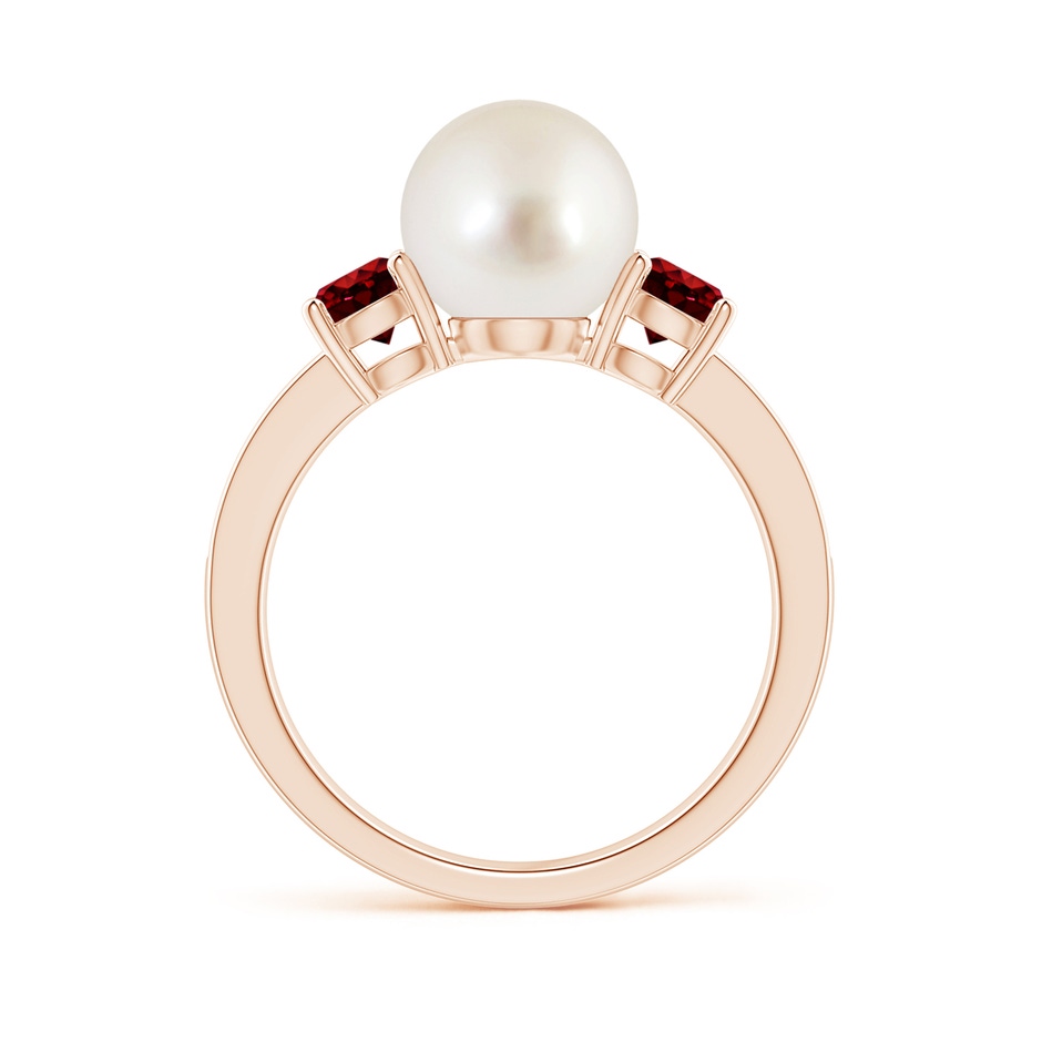 8mm AAAA South Sea Pearl & Ruby Engagement Ring in Rose Gold side 1