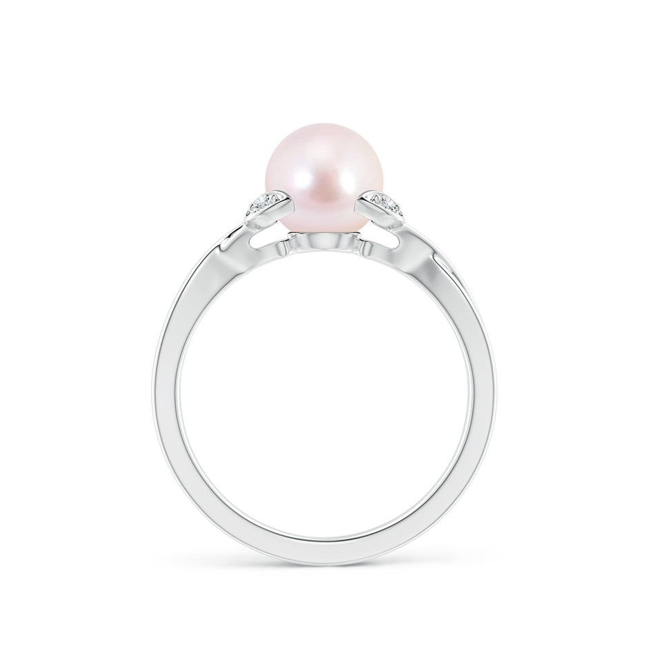 7mm AAAA Japanese Akoya Pearl Crossover Shank Engagement Ring in White Gold side 1