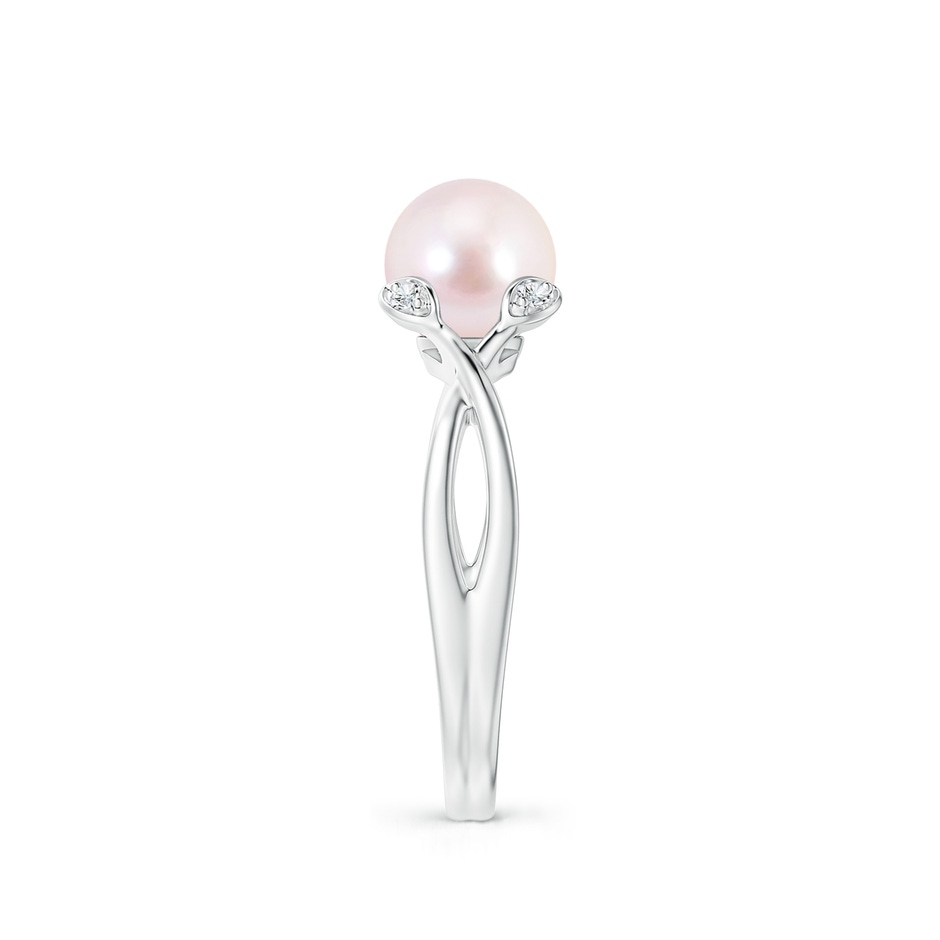 7mm AAAA Japanese Akoya Pearl Crossover Shank Engagement Ring in White Gold side 2