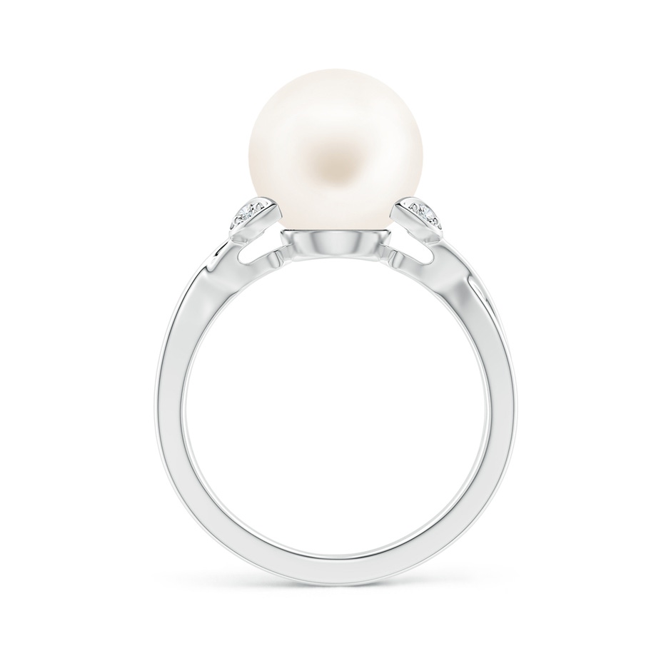 10mm AA Freshwater Pearl Crossover Shank Engagement Ring in P950 Platinum side 1