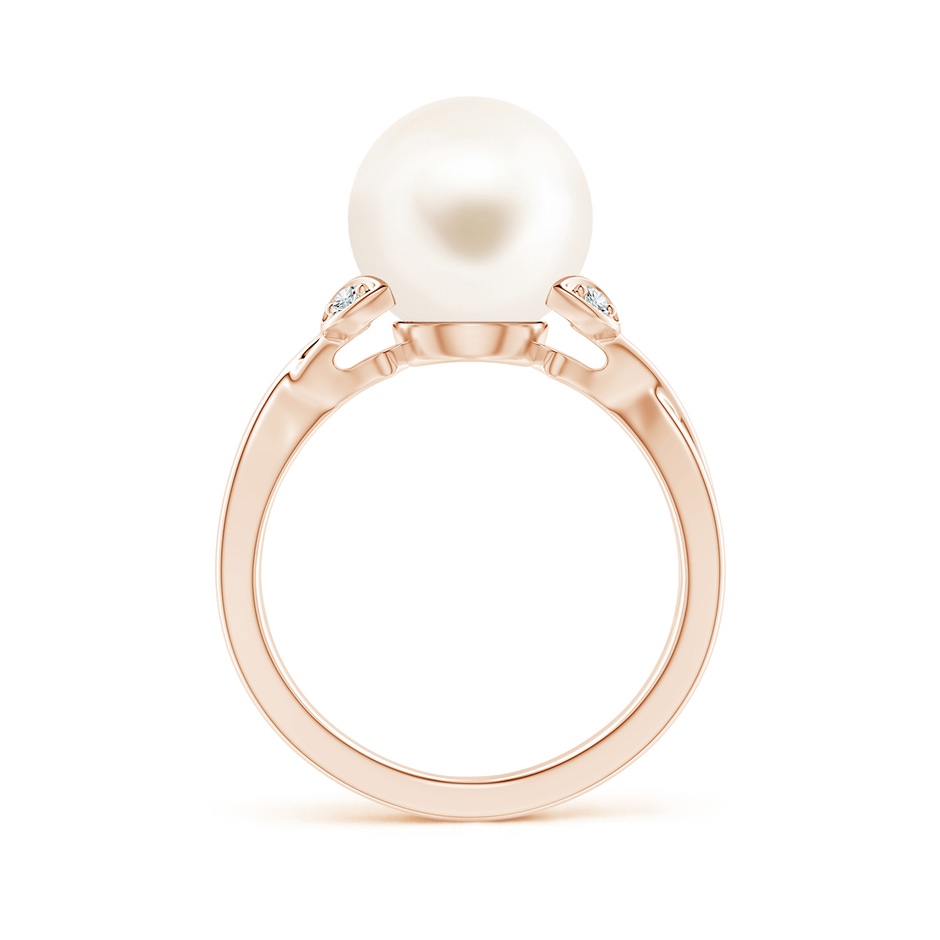 10mm AAA Freshwater Pearl Crossover Shank Engagement Ring in Rose Gold side 1