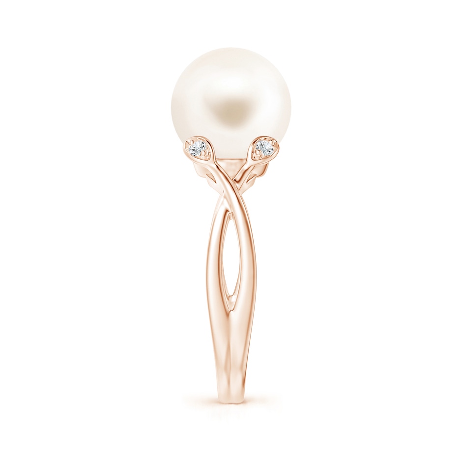 10mm AAA Freshwater Pearl Crossover Shank Engagement Ring in Rose Gold side 2