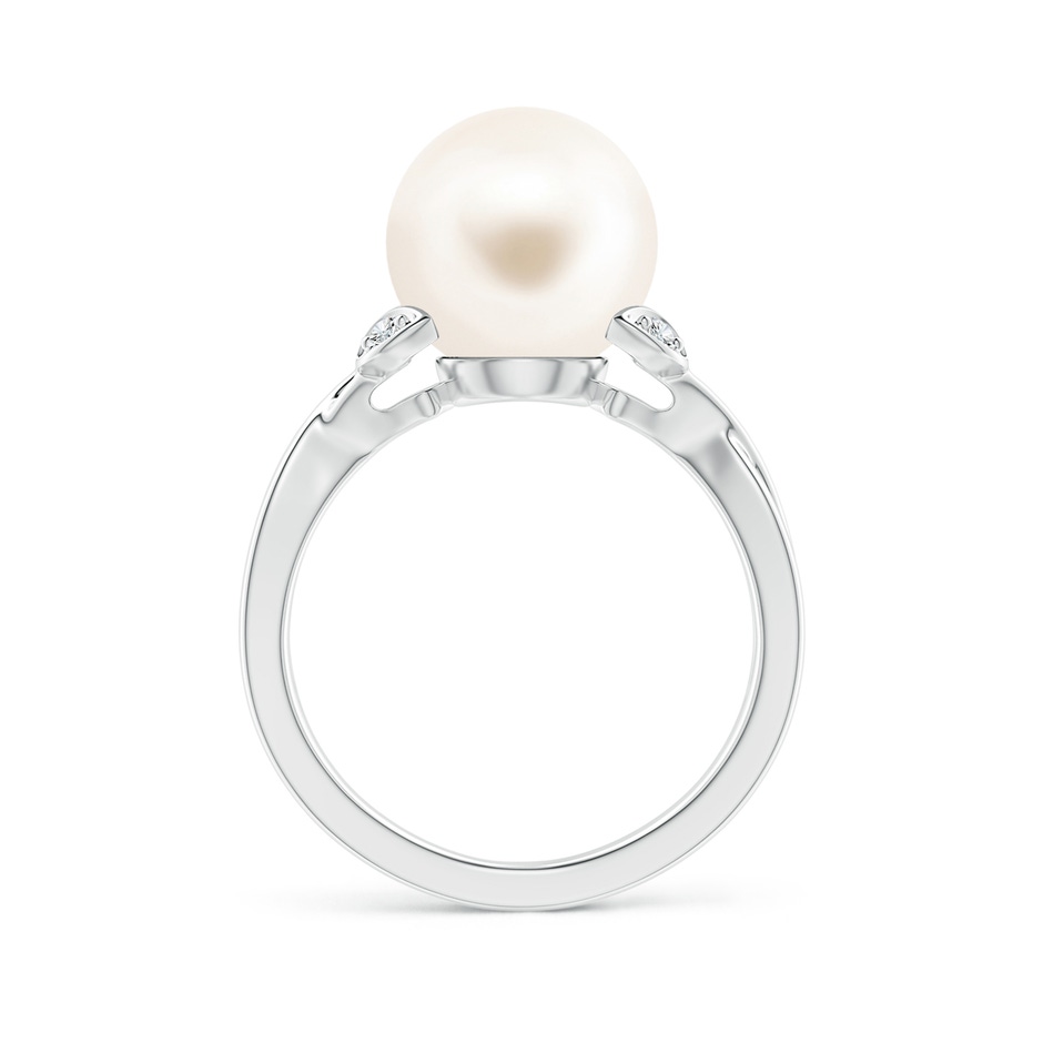 10mm AAA Freshwater Pearl Crossover Shank Engagement Ring in White Gold side 1
