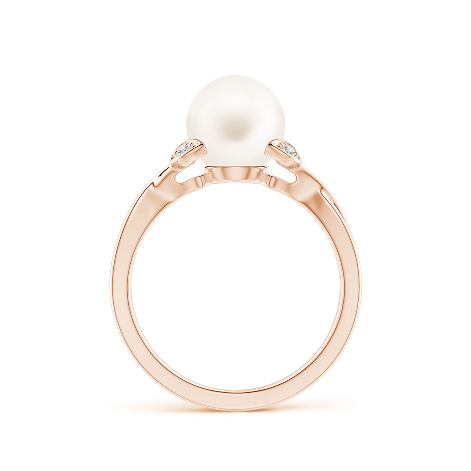 8mm AA Freshwater Pearl Crossover Shank Engagement Ring in Rose Gold side 1