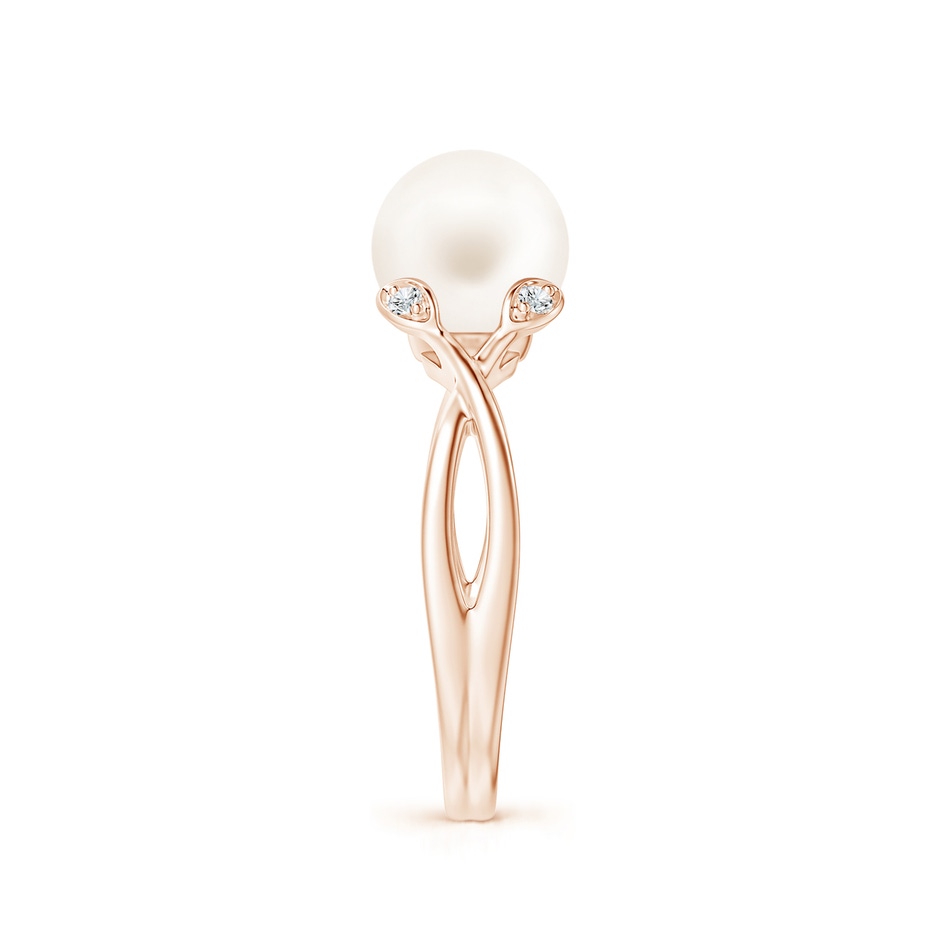 8mm AA Freshwater Pearl Crossover Shank Engagement Ring in Rose Gold side 2