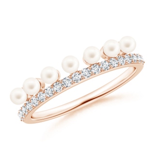 2.5mm AA Classic Seven Freshwater Pearl Band with Diamonds in Rose Gold