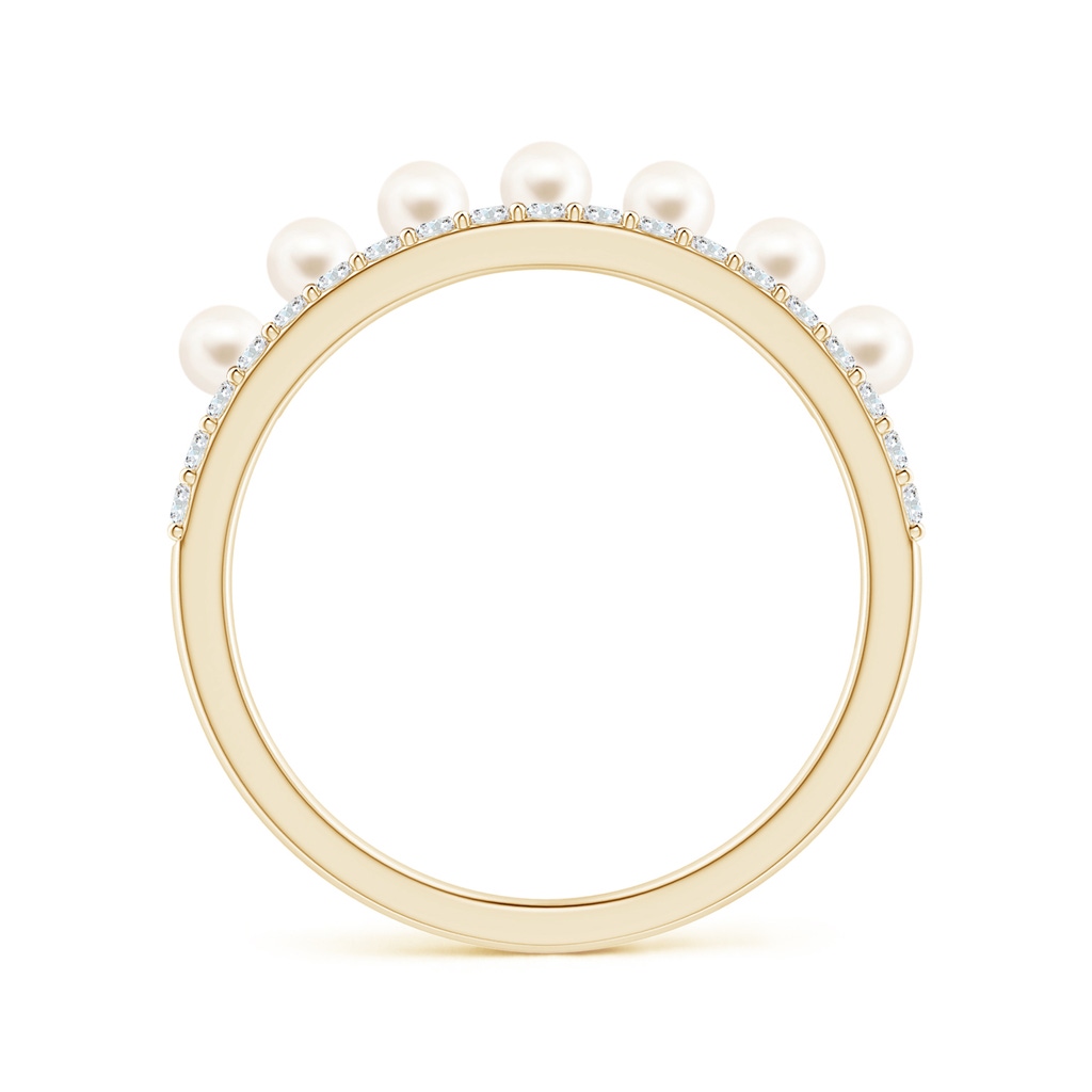 2.5mm AAA Classic Seven Freshwater Pearl Band with Diamonds in Yellow Gold Side 1