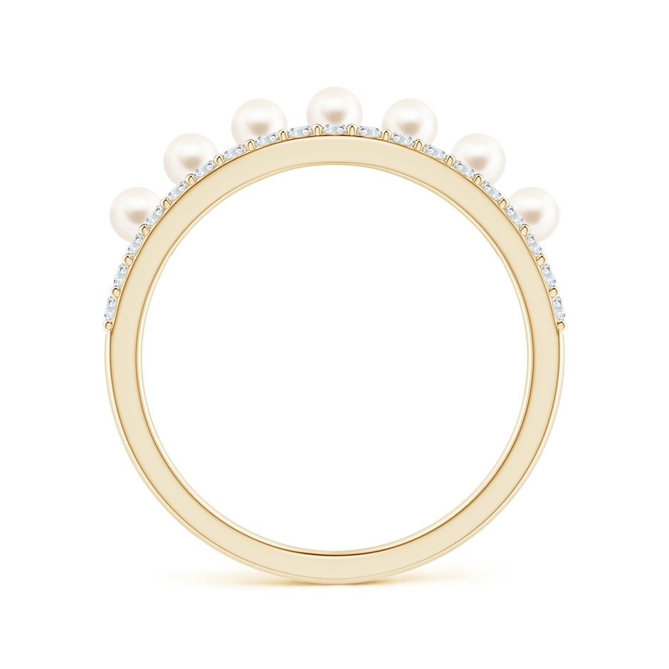 2.5mm AAA Classic Seven Freshwater Pearl Band with Diamonds in Yellow Gold side 1