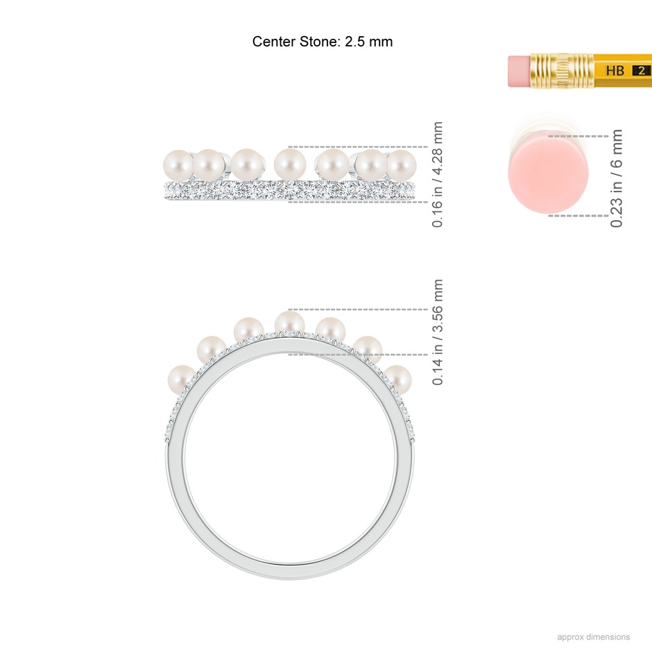 2.5mm AAAA Classic Seven Freshwater Pearl Band with Diamonds in White Gold ruler