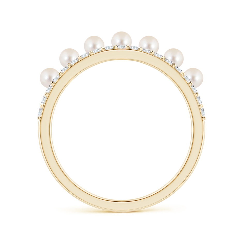 2.5mm AAAA Classic Seven Freshwater Pearl Band with Diamonds in Yellow Gold side 1