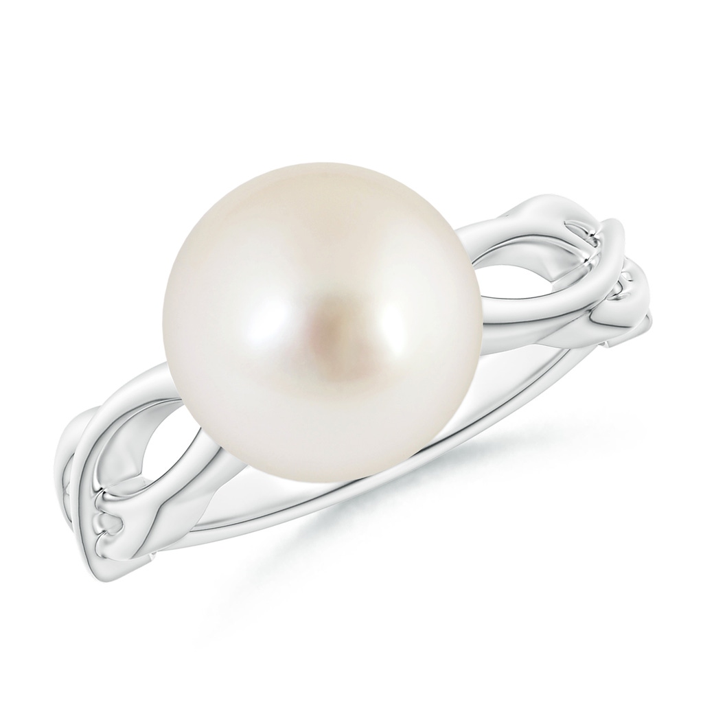 10mm AAAA South Sea Pearl Interlaced Shank Engagement Ring in P950 Platinum