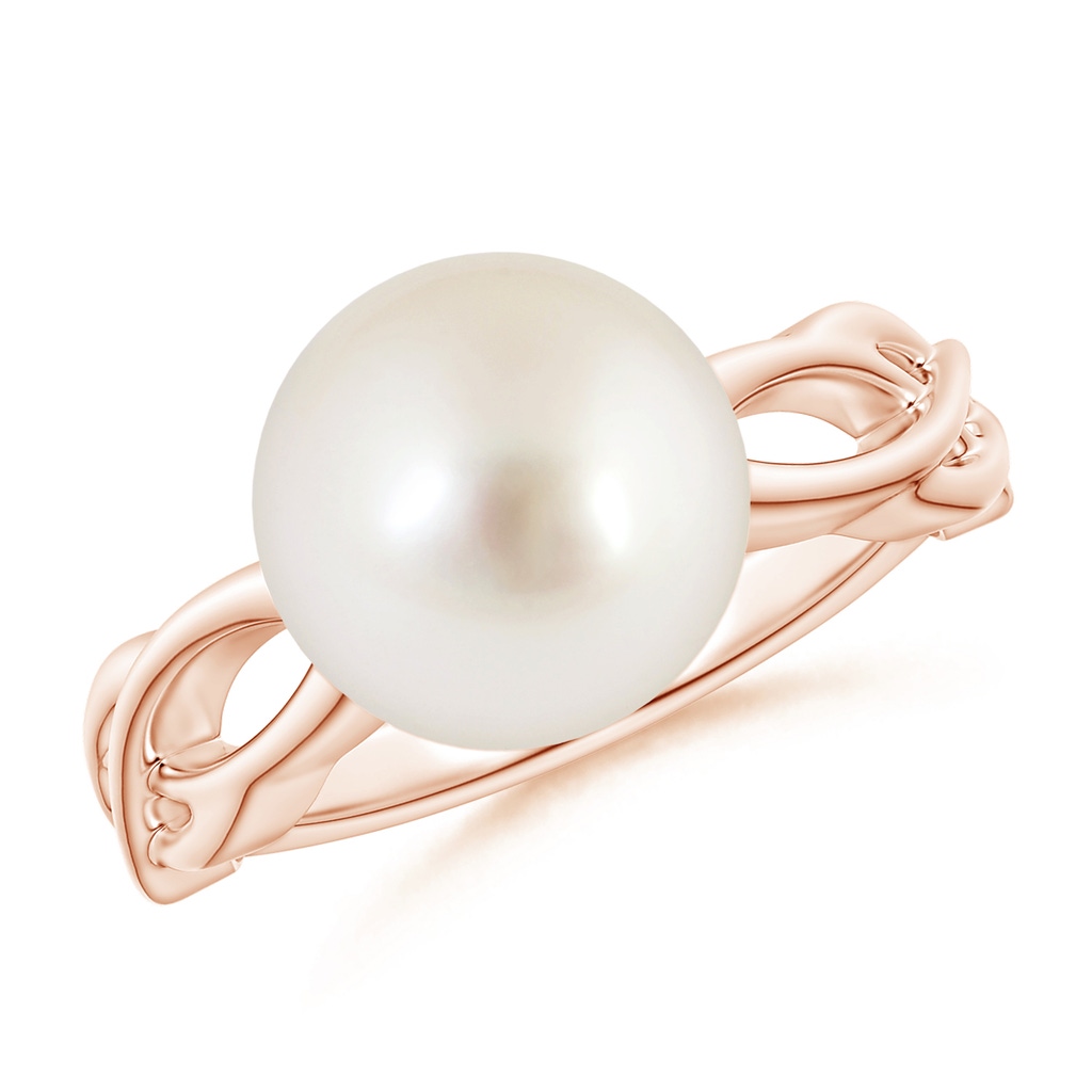 10mm AAAA South Sea Pearl Interlaced Shank Engagement Ring in Rose Gold