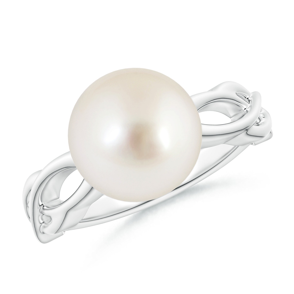 10mm AAAA South Sea Pearl Interlaced Shank Engagement Ring in White Gold
