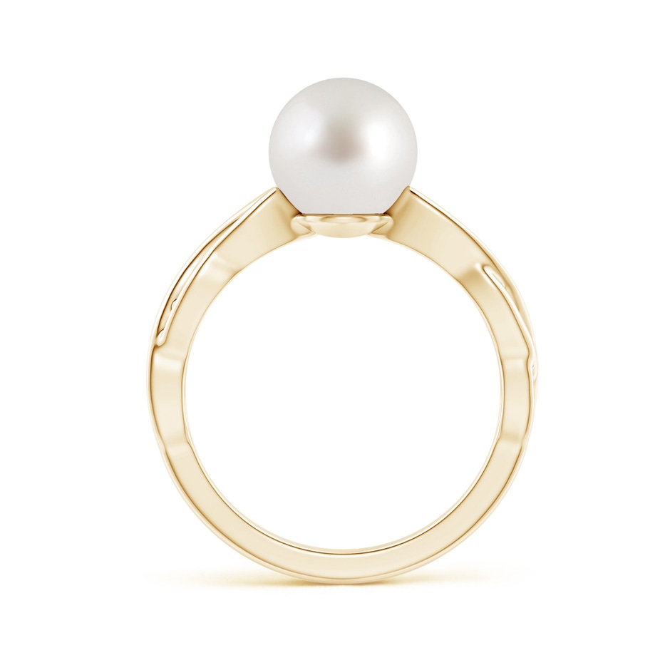 8mm AAA South Sea Pearl Interlaced Shank Engagement Ring in Yellow Gold side 1