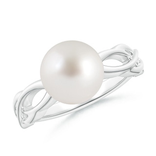 9mm AAA South Sea Pearl Interlaced Shank Engagement Ring in White Gold