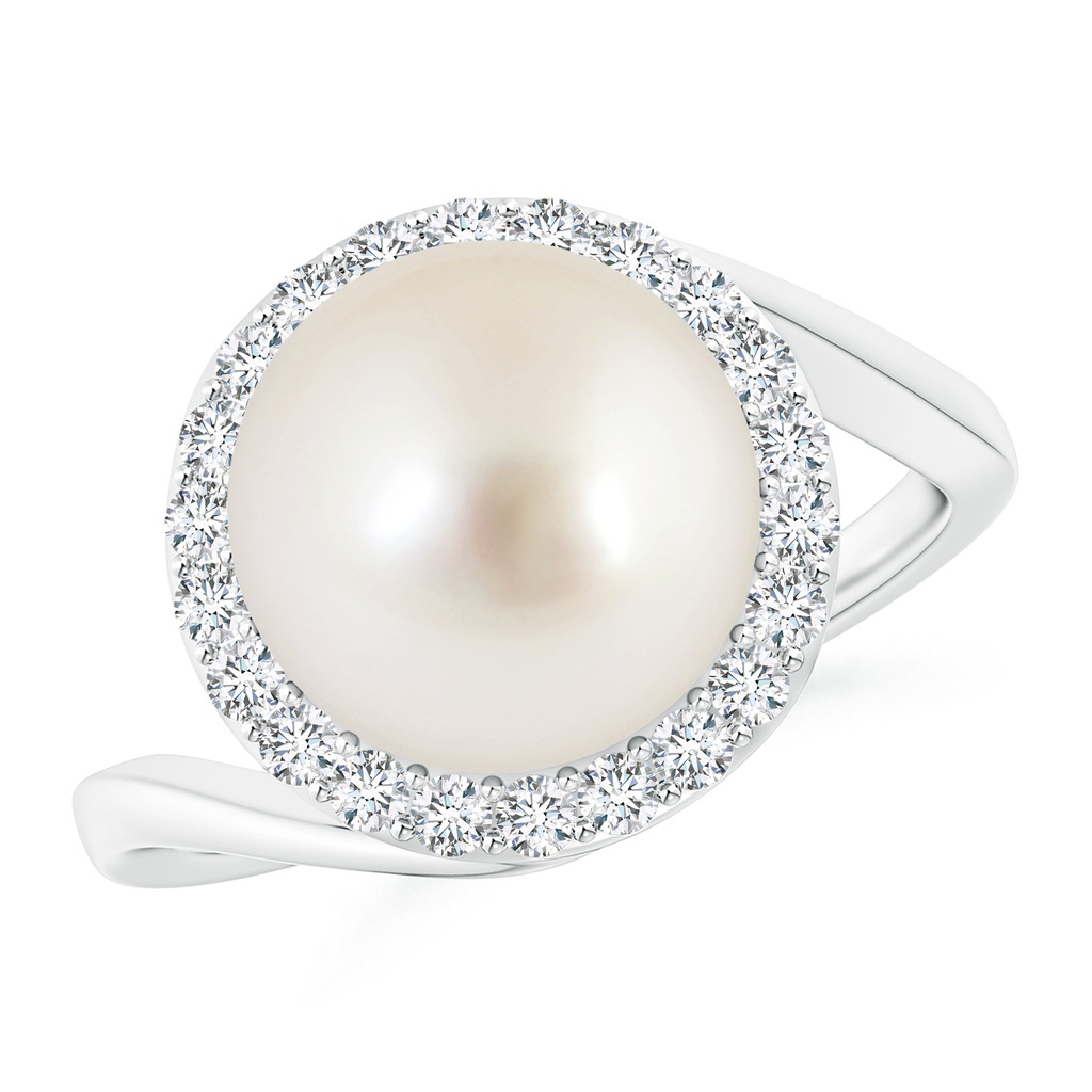 10mm AAAA South Sea Pearl & Diamond Halo Bypass Ring in P950 Platinum