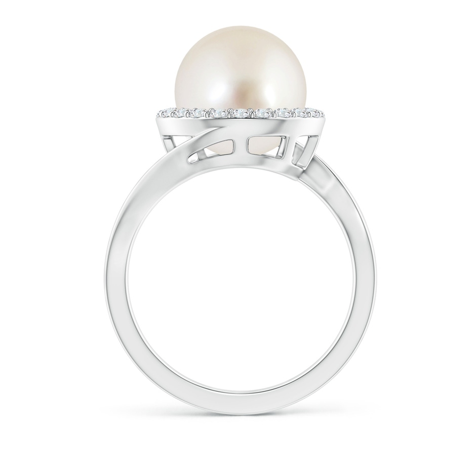 10mm AAAA South Sea Pearl & Diamond Halo Bypass Ring in P950 Platinum side 1