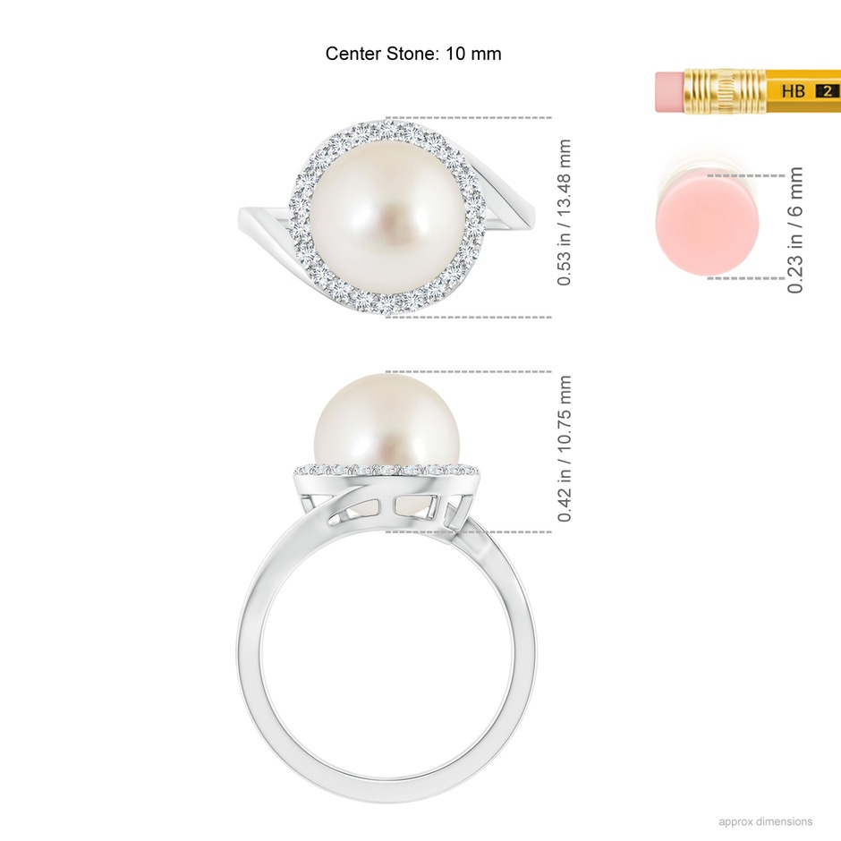 10mm AAAA South Sea Pearl & Diamond Halo Bypass Ring in P950 Platinum ruler