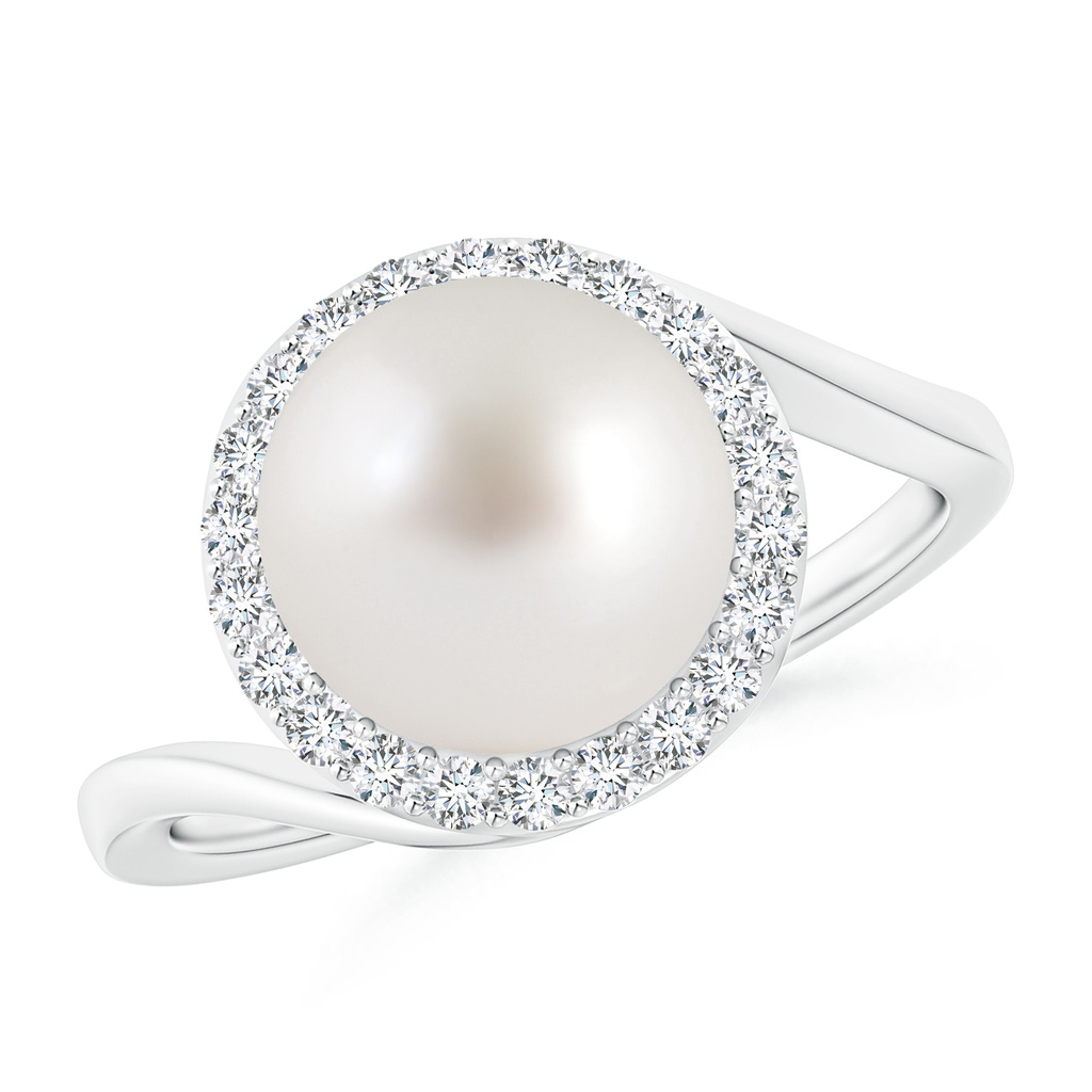 9mm AAA South Sea Pearl & Diamond Halo Bypass Ring in White Gold