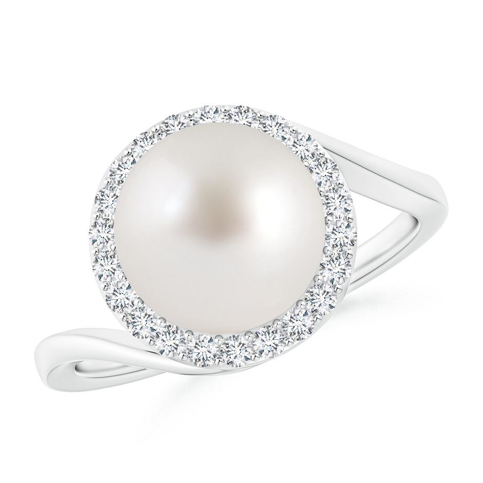 9mm AAA South Sea Pearl & Diamond Halo Bypass Ring in White Gold 