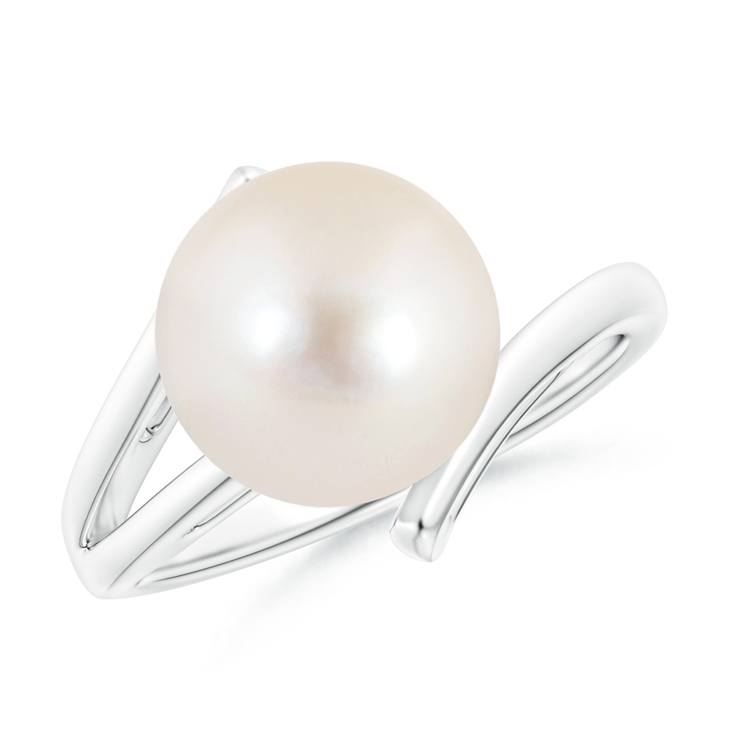10mm AAAA Solitaire Freshwater Pearl Bypass Split Shank Ring in P950 Platinum