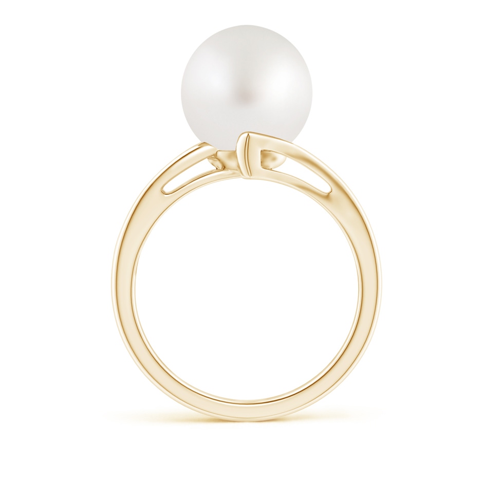 10mm AA Solitaire South Sea Pearl Bypass Split Shank Ring in Yellow Gold side 1