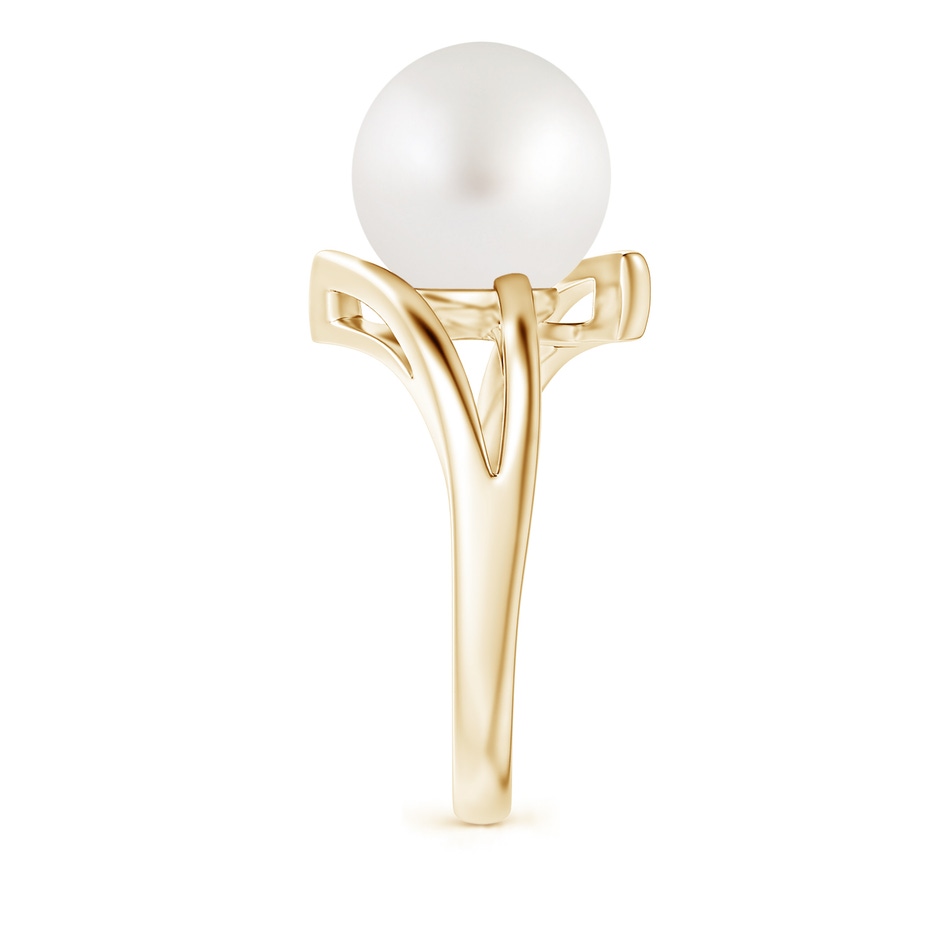 10mm AA Solitaire South Sea Pearl Bypass Split Shank Ring in Yellow Gold side 2