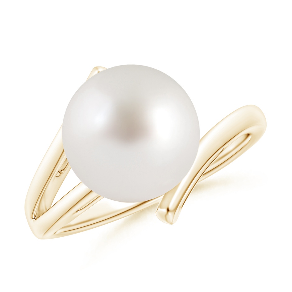 10mm AAA Solitaire South Sea Pearl Bypass Split Shank Ring in Yellow Gold 