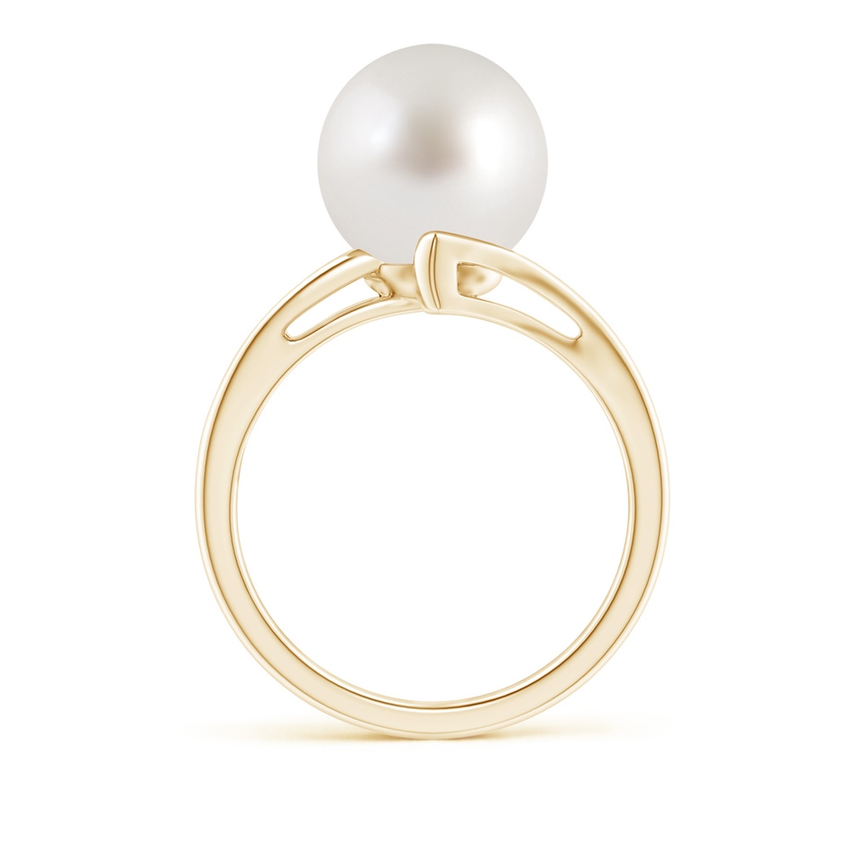 10mm AAA Solitaire South Sea Pearl Bypass Split Shank Ring in Yellow Gold side 1