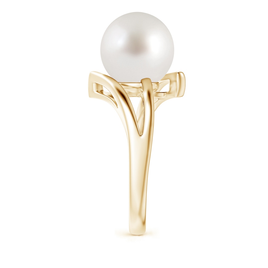 10mm AAA Solitaire South Sea Pearl Bypass Split Shank Ring in Yellow Gold side 2