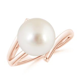 10mm AAAA Solitaire South Sea Pearl Bypass Split Shank Ring in Rose Gold