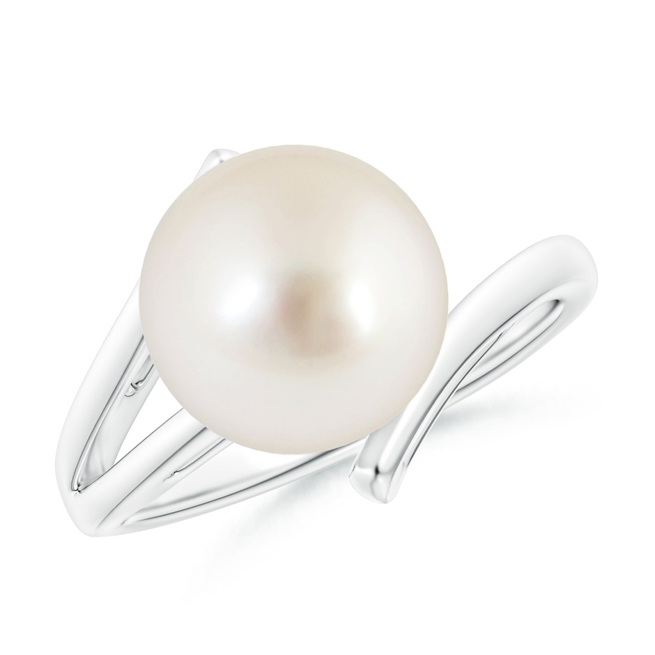 10mm AAAA Solitaire South Sea Pearl Bypass Split Shank Ring in White Gold 